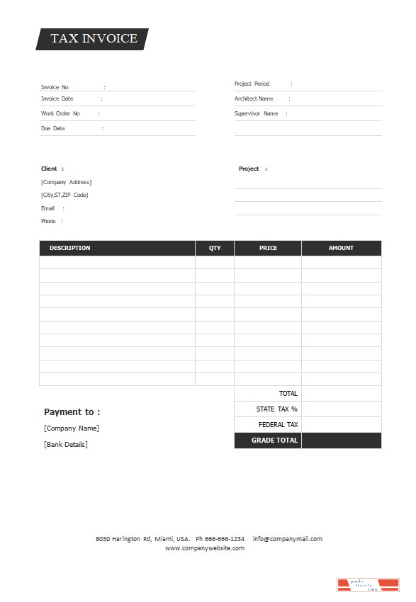 Free Tax Invoice Template PSD template